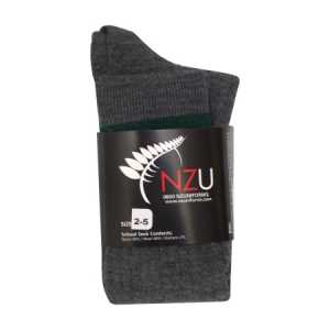 St Mary's Tauranga School Sock Wool/Nylon Grey/Forest Bars