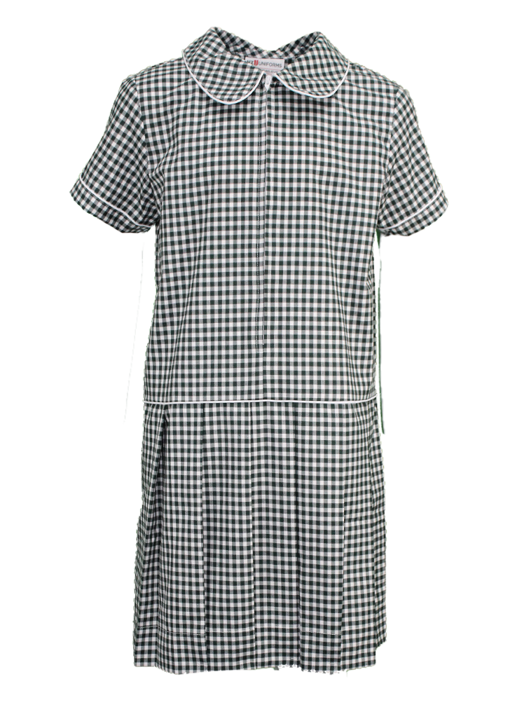 St Mary's Tauranga Check Dress Forest/White/Charcoal